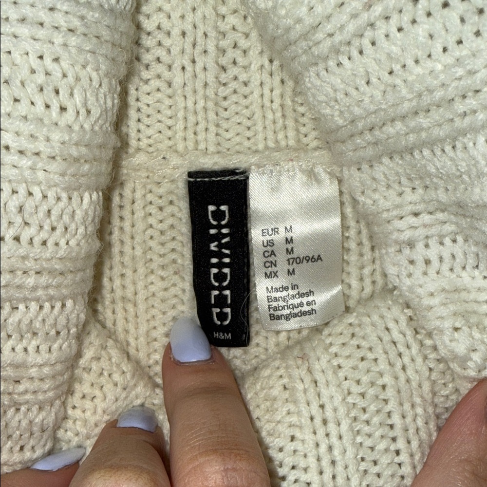 H&M Off-White Ribbed Cowl Neck Sweater - Picture 2 of 5